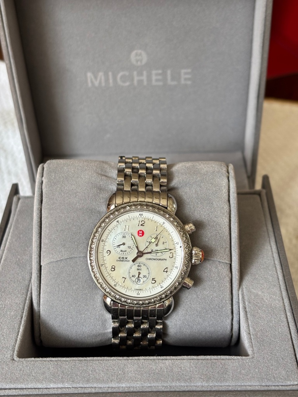 Authentic MICHELE CSX Diamond Chronograph Watch – Swiss Made